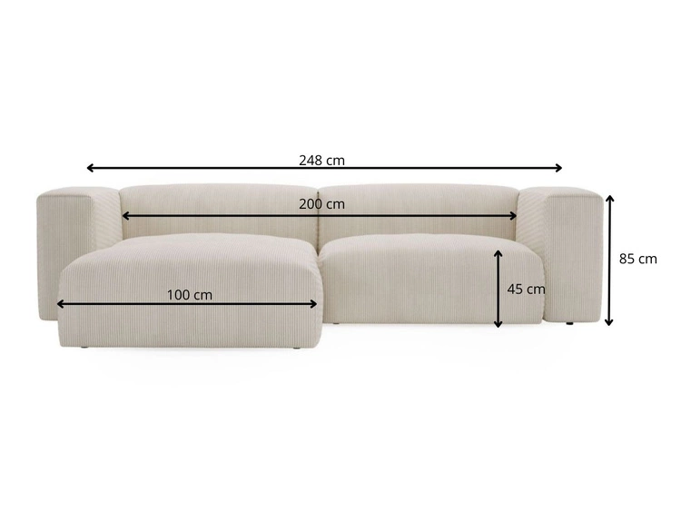 Ecksofa L-Form Links Moderne Cord Ecksofa Landi Hellbeige