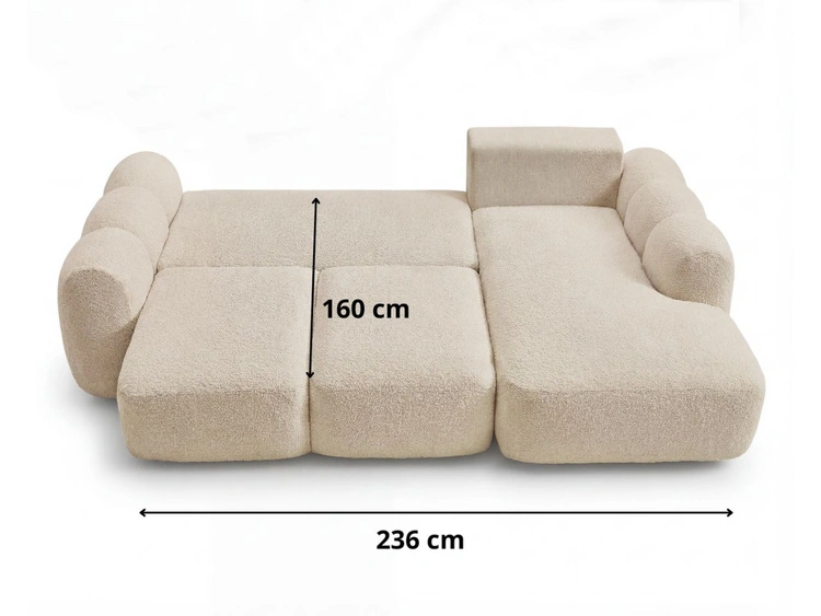 Ecksofa L-Form mit Schlaffunktion und Bettkasten Avelin Rechts Grau