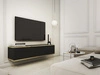 TV-Lowboard Hänge mit Türen 135 cm Diolo Schwarz mit geriffelter Vorderseite