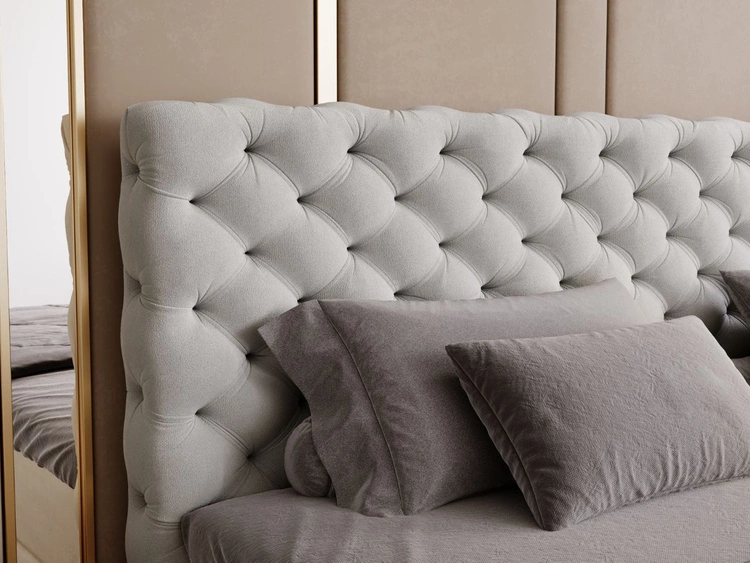 Boxspringbett mit Bettkasten 180x200 Bergamo Hellgrau