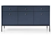 Kommode mit Türen sowie Schubladen mit Schwarz Metallbeinen 154 cm Amor Marineblau