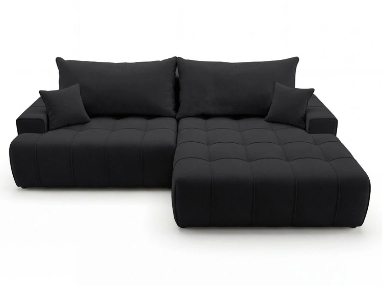 Ecksofa L-Form mit Schlaffunktion und Bettkasten Tulio Rechts Schwarz