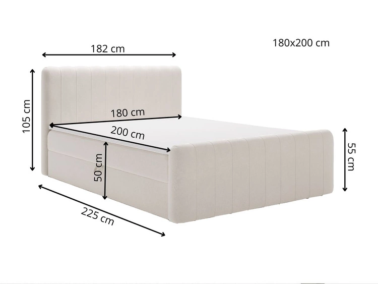 Boxspringbett mit Bettkasten 180x200 Osteno Grau