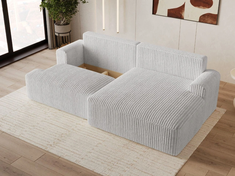 Ecksofa L-Form mit Schlaffunktion und Bettkasten Serene Rechts Grau