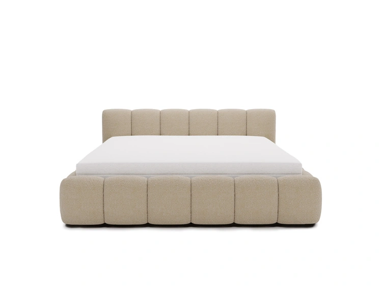 Polsterbett ohne Bettkasten mit Lattenrost 200x200 Cloud Low aus Bouclé-Stoff Dunkelbeige