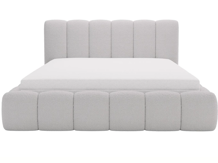 Polsterbett mit Bettkasten und Lattenrost 160x200 Cloud Bouclé-Stoff Hellgrau