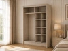 Schiebetürenschrank mit Sprossen 150 cm mit LED-Beleuchtung Ponti Eiche Sonoma, Weiß