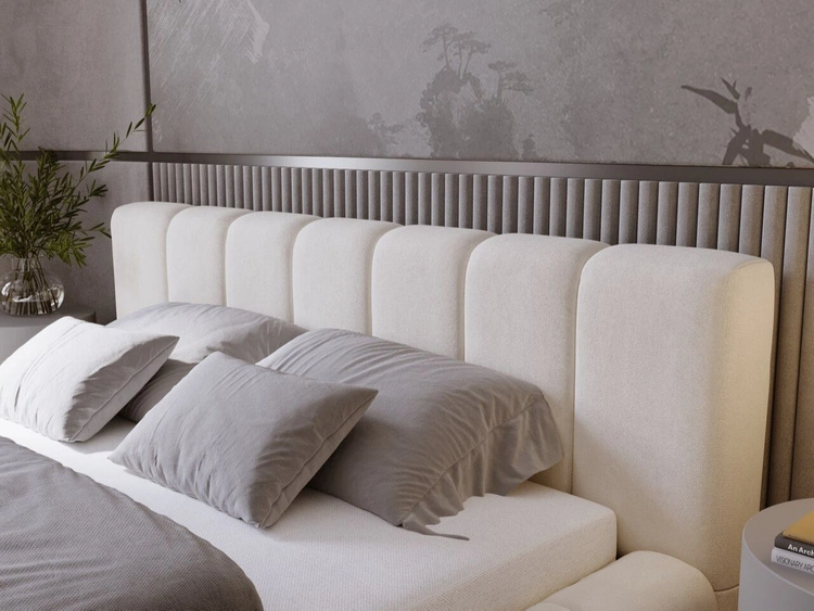 Polsterbett mit Bettkasten und Lattenrost 140x200 Orio Beige
