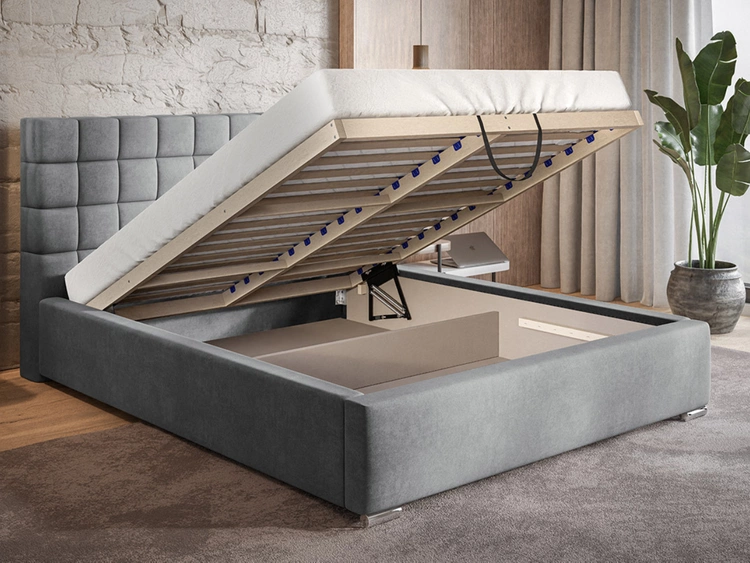 Polsterbett mit Bettkasten und Lattenrost 160x200 Terra Dunkelblau