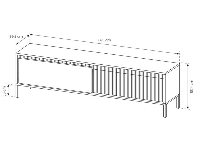 TV-Lowboard mit Türen 187 cm Sorano Schwarz