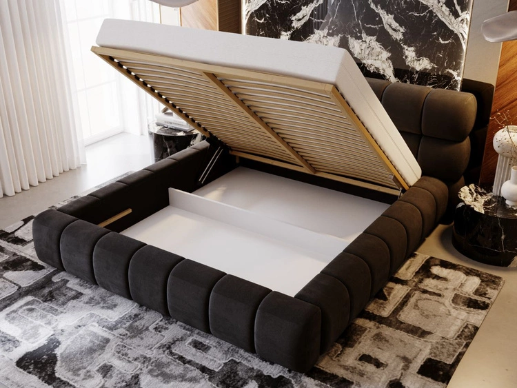 Polsterbett mit Bettkasten und Lattenrost 140x200 Mellow Schwarz