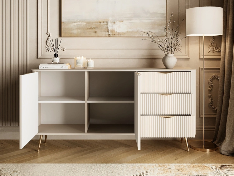 Kommode mit Türen und Schubladen Latina Beige