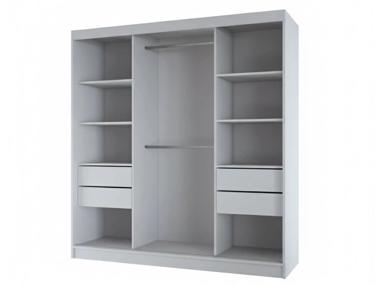 Schiebetürenschrank mit Spiegel 200 cm Maia Weiß