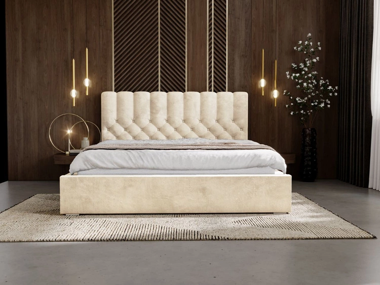 Polsterbett mit Bettkasten und Lattenrost 160x200 Roma Beige