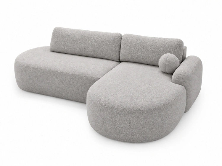 Ecksofa L-Form Rechts mit Schlaffunktion und Bettkasten Aurio O Grau