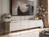TV-Lowboard viertürig im Glamour-Stil mit LED-Beleuchtung Celle, Kaschmir matt