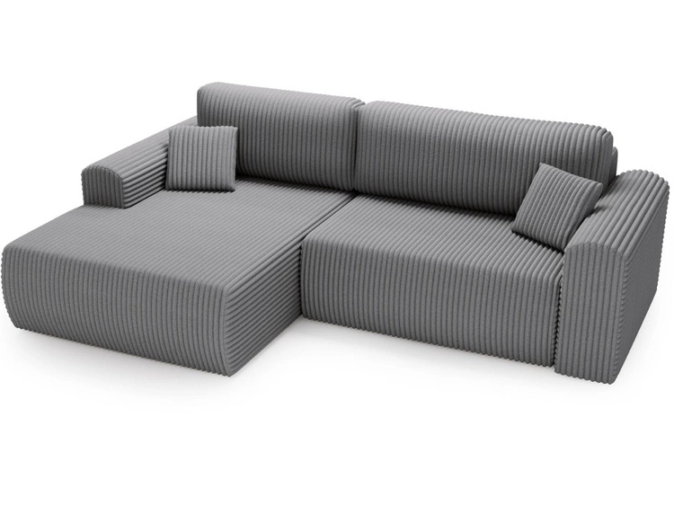 Ecksofa mit Schlaffunktion und Bettkasten Belvio links Dunkelgrau