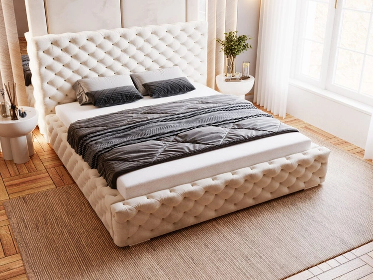 Polsterbett mit Bettkasten und Lattenrost 120x200 Astra Beige