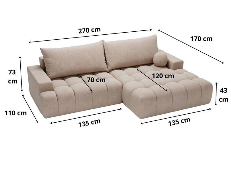 Ecksofa L-Form mit Schlaffunktion und Bettkasten Havi Links Graphit