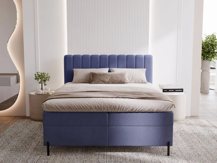 Boxspringbett mit Bettkasten 160x200 Primavera Dunkelblau