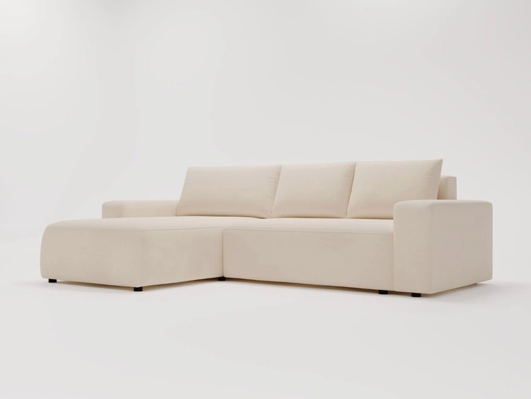 Ecksofa L-Form Links mit Schlaffunktion und Bettkasten Tazones Beige