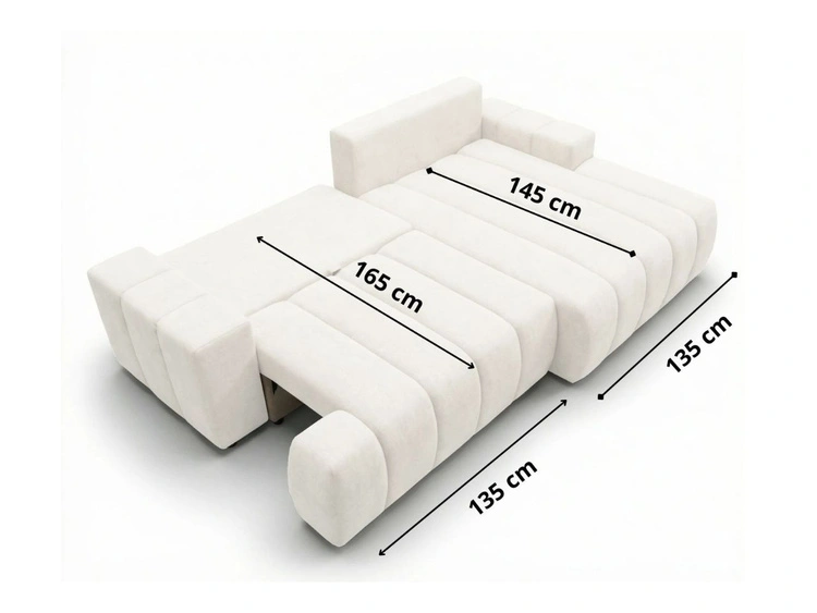 Ecksofa L-Form Links mit Schlaffunktion und Bettkasten Caleo Schwarz