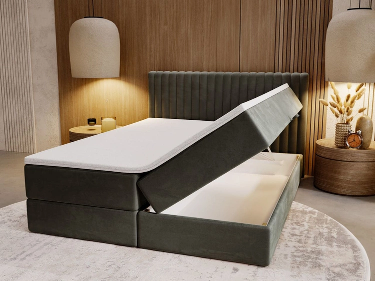 Boxspringbett mit Bettkasten 180x200 Marbella Dunkelgrau