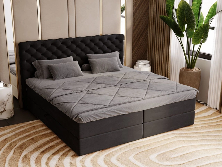 Boxspringbett mit Bettkasten 180x200 Bergamo Schwarz