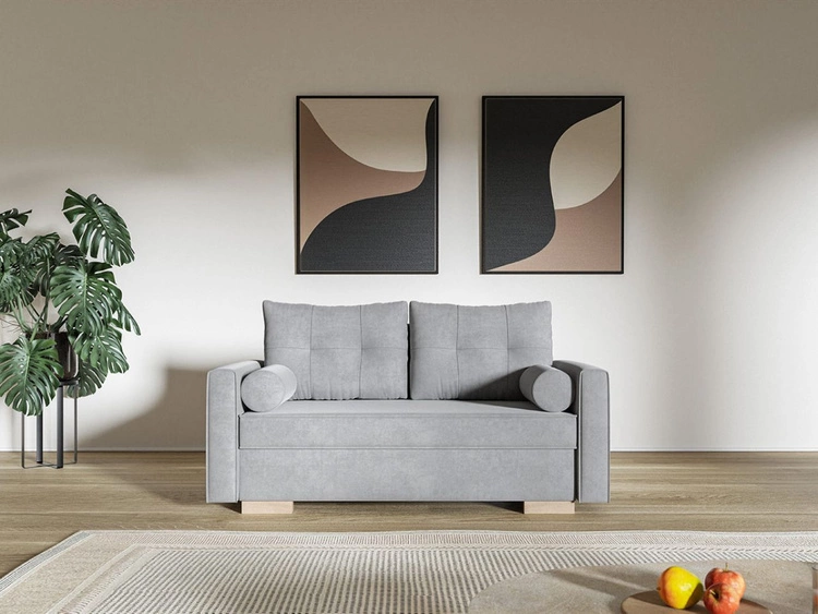 Schlafsofa mit Bettfunktion und Bettkasten Pori Grau