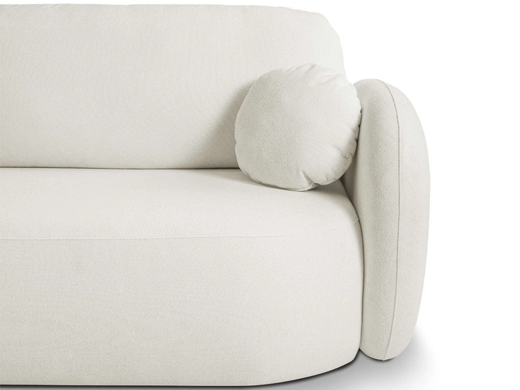 Ecksofa L-Form Links mit Schlaffunktion und Bettkasten Oreo Creme