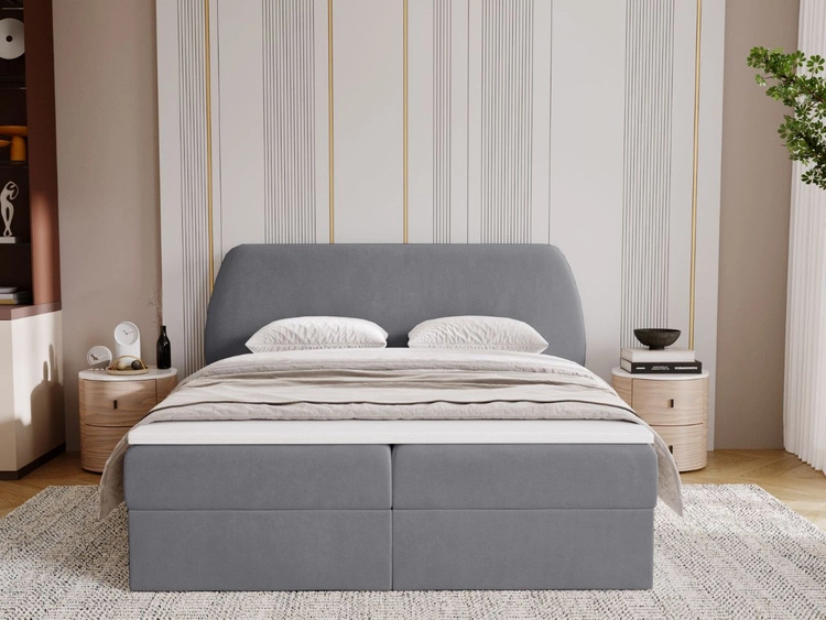 Boxspringbett mit Bettkasten 160x200 Bogota Dunkelgrau
