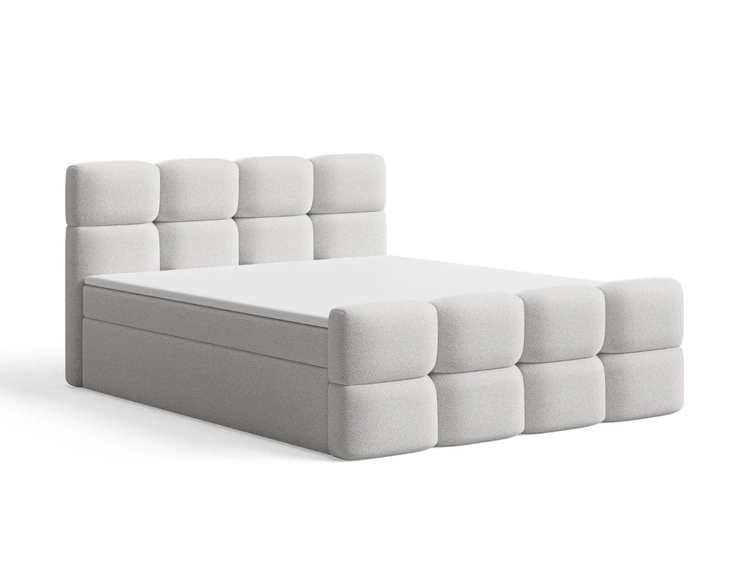 Boxspringbett mit Bettkasten 180x200 Rivon Hellgrau