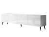 TV-Lowboard mit Türen auf Schwarzen Metallbeinen 200 cm Nodoo Weiß Hochglanz