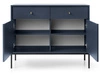 Kommode mit Türen sowie Schubladen mit Schwarz Metallbeinen 104 cm Amor Marineblau
