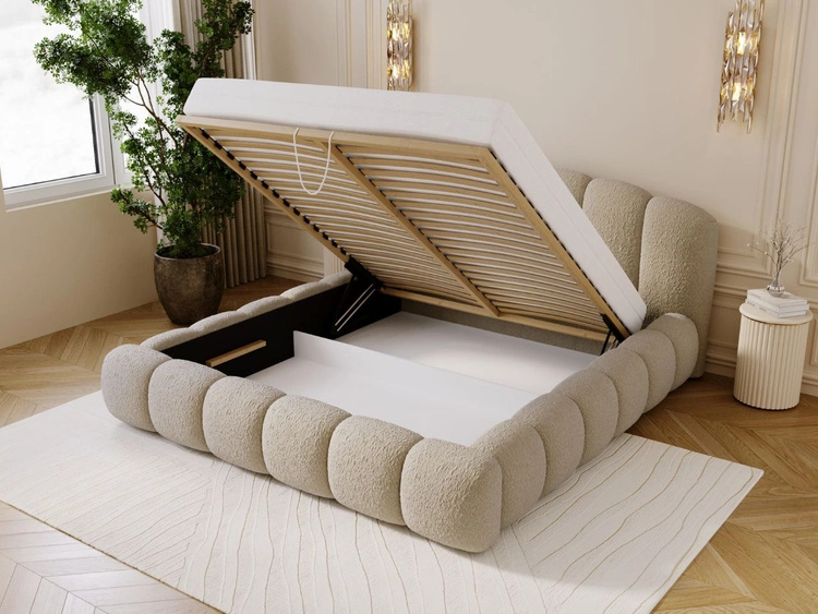 Polsterbett mit Stauraum und Lattenrost 160x200 Cloud Soft Beige