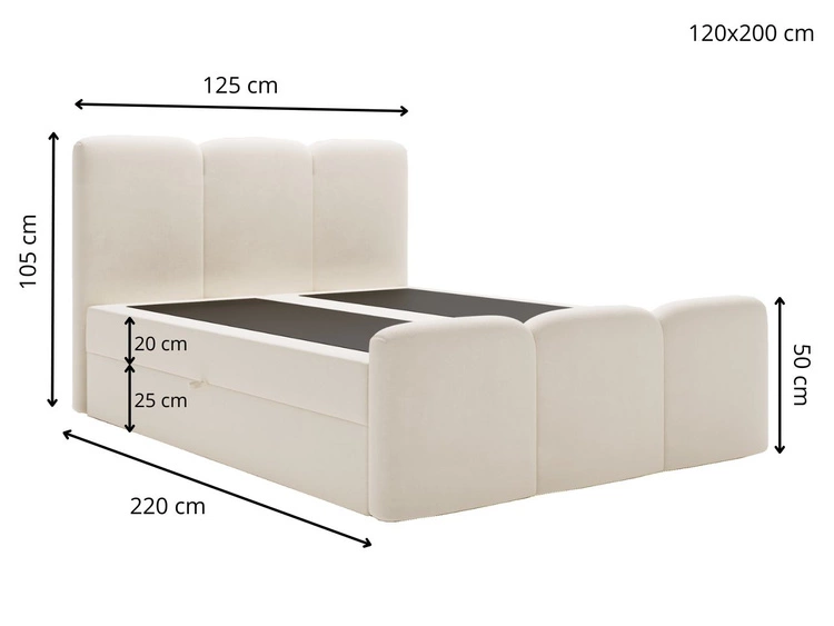 Boxspringbett mit Bettkasten 120x200 Campi Schwarz