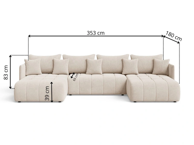 Wohnlandschaft mit Schlaffunktion und Bettkasten Ardi U Beige