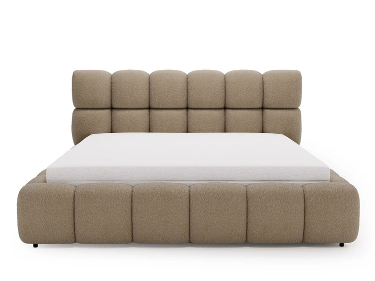 Polsterbett mit Bettkasten und Lattenrost 140x200 Modo aus Bouclé-Stoff Braun