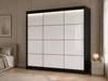 Schiebetürenschrank mit Sprossen 250 cm mit LED-Beleuchtung Ponti Schwarz, Weiß