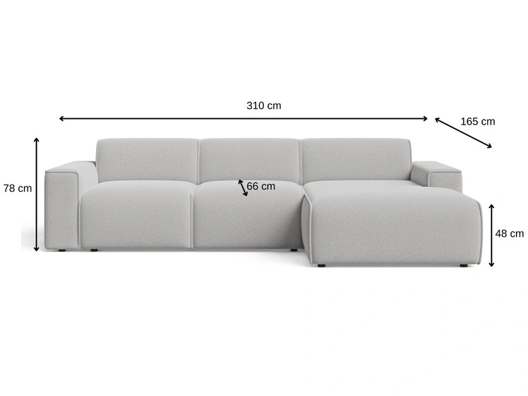 Ecksofa L-Form Rechts Lavia Bouclé-Stoff Grau