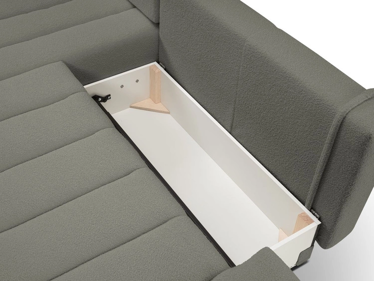 Ecksofa mit Schlaffunktion und Bettkasten Links Adoro Grau