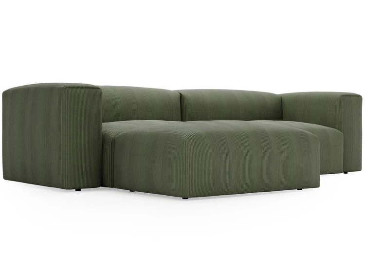 Ecksofa L-Form Links Moderne Cord Ecksofa Landi Grün