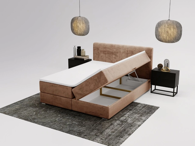 Boxspringbett mit Bettkasten 120x200 Forte Beige