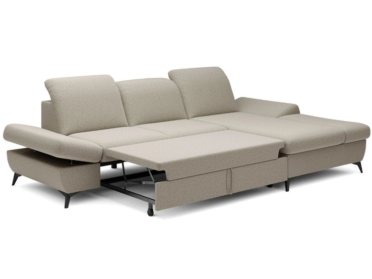 Ecksofa L-Form Rechts mit Schlaffunktion und Bettkasten Hannover Hellbraun