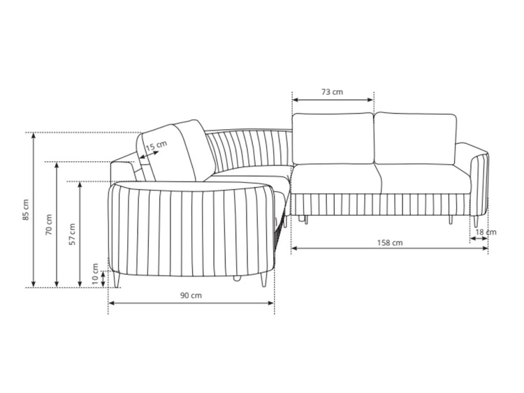 Ecksofa L-Form Links mit Schlaffunktion und Bettkasten Limon Hellgrau