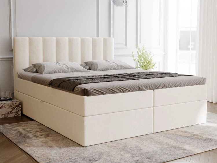 Boxspringbett mit Bettkasten 160x200 Mocca Beige