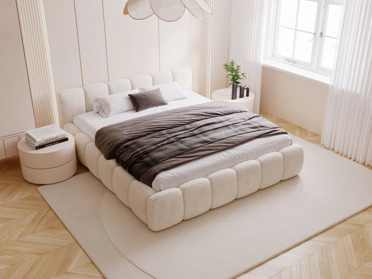 Polsterbett mit Bettkasten und Lattenrost 160x200 Cloud Low Beige