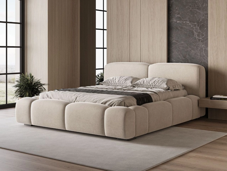 Polsterbett mit Bettkasten und Lattenrost 140x200 Aubi Beige