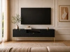 TV-Lowboard mit Schublade und Türen Amber Schwarz, Gold Frame