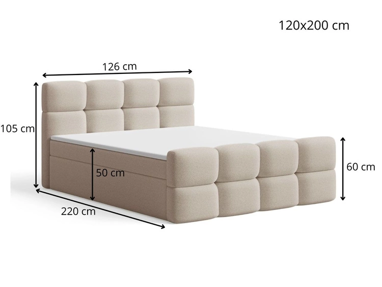 Boxspringbett mit Bettkasten 120x200 Rivon Grau